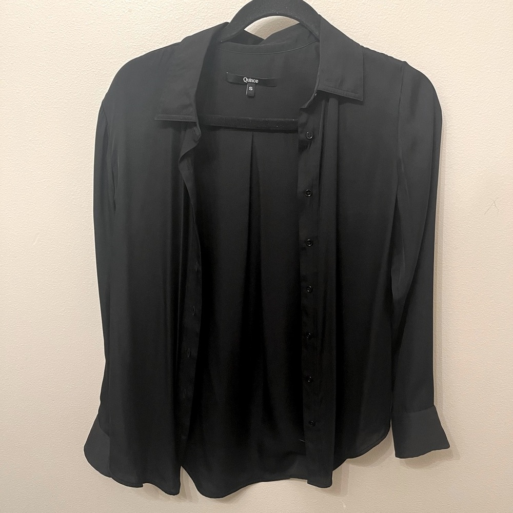 Quince silk button down blouse size small